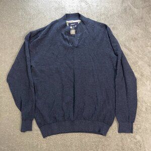 Johnnie-O Belmore Sweater Mens M Laguna Blue V Neck Long Sleeve Navy Grandpacore